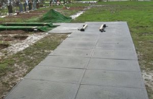 temporary walkway at cemetery