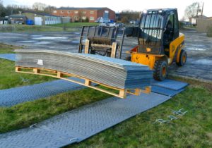 Twin trackway across field