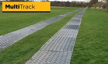 Twin trackway across football sports field